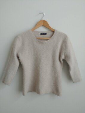 Gian Marco Venturi angora L FITS SMALL fluffy cream 3/4 sleeve short sweater top